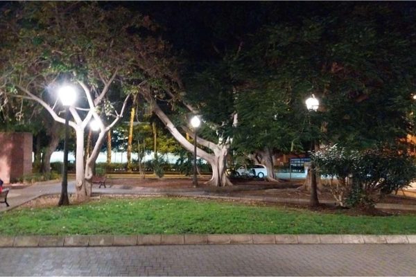 El Ayuntamiento acondiciona las farolas de la calle Tomás Morales para mejorar su iluminación